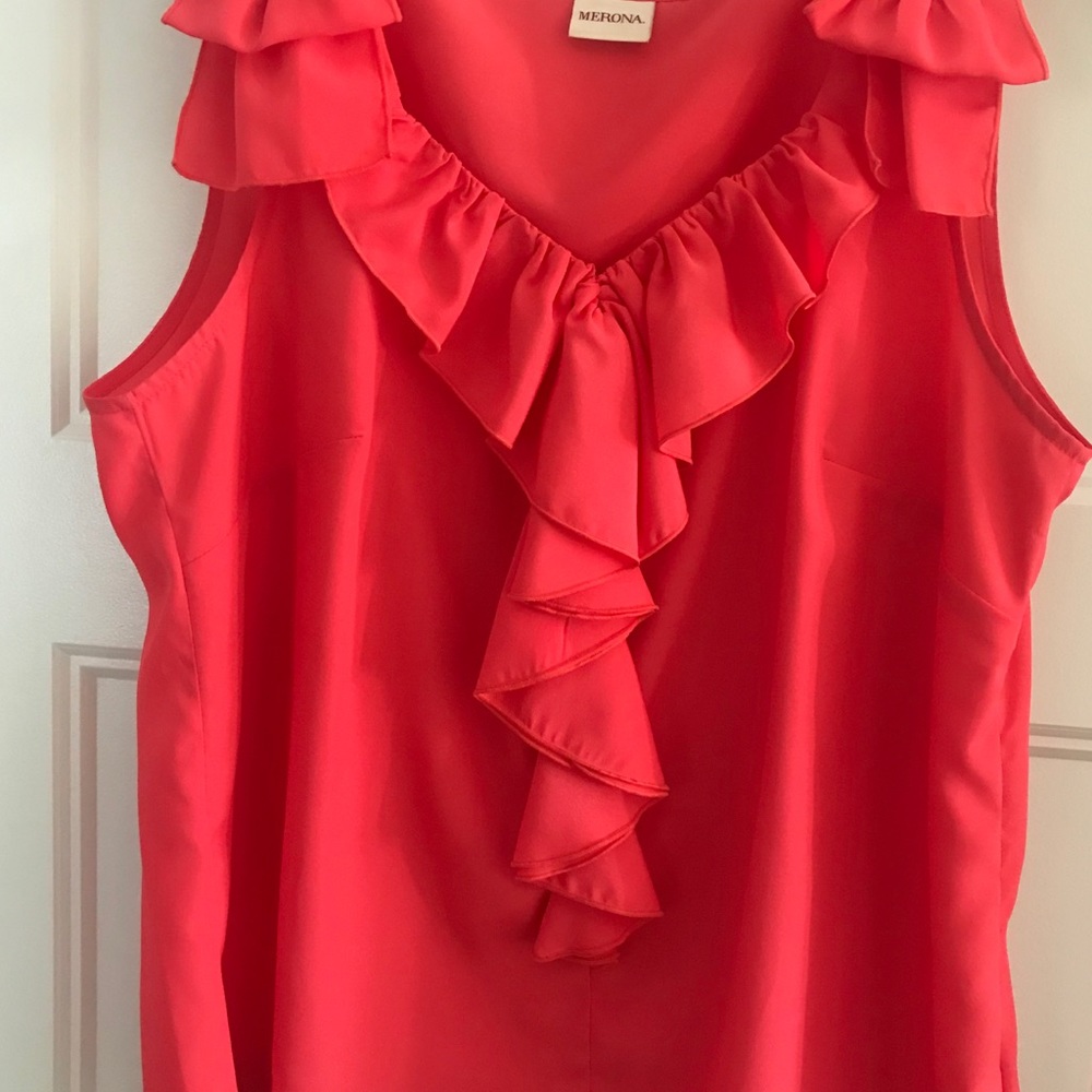 Coral ruffle top
